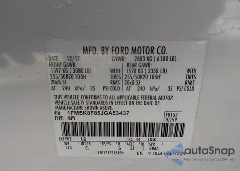 2018 Ford Explorer Limited из США, поврежденный, VIN 1FM5K8F85JGA53437